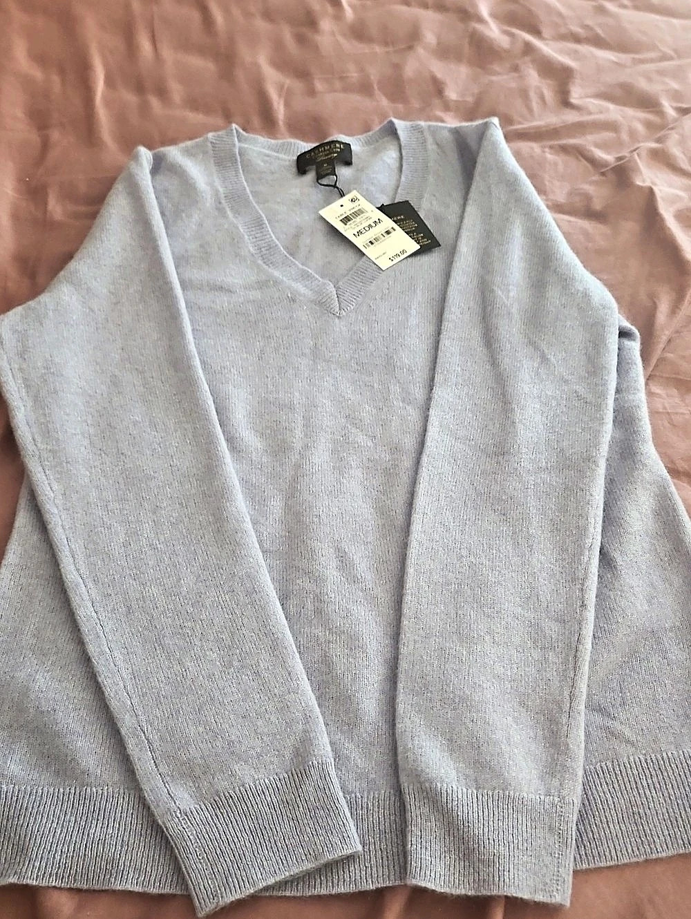Charter Club Cashmere Charter Club V-Neck Cashmere Light Blue Size Medium NWT